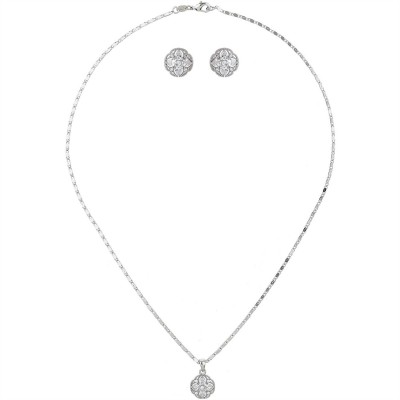 mason,knight,yager,crystal,round,flowe,necklace,earring,set,white