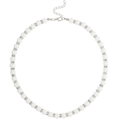 аксесоари,на,разпродажба,mason,knight,yager,faux,6mm,pearl,and,crystal,bead,necklace,white
