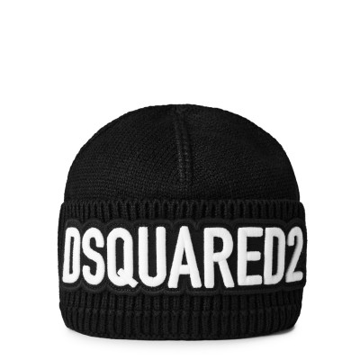 юношеска,шапка,всички,шапки,зимни,аксесоари,плажни,шапки,dsquared2,logo,beanie,hat,juniors,blk,wht,dq900