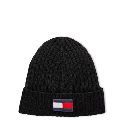 tommy,hilfiger,fleece,big,flag,beanie,junior,black,bds