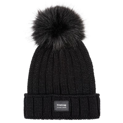 дамска,шапка,зимни,аксесоари,плажни,шапки,firetrap,cable,knit,hat,ladies,black