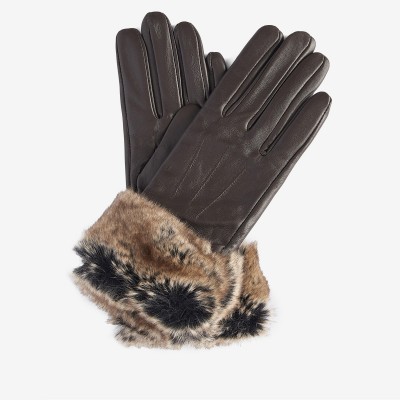 ръкавици,ръкавици,шапки,и,шалове,зимни,аксесоари,barbour,fur,trimmed,leather,gloves,dark,brown
