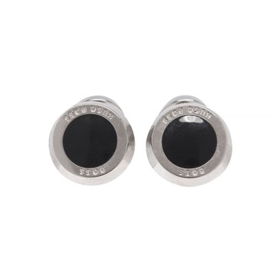 аксесоари,на,разпродажба,boss,men's,simony,polished,silver,tone,cufflinks,black