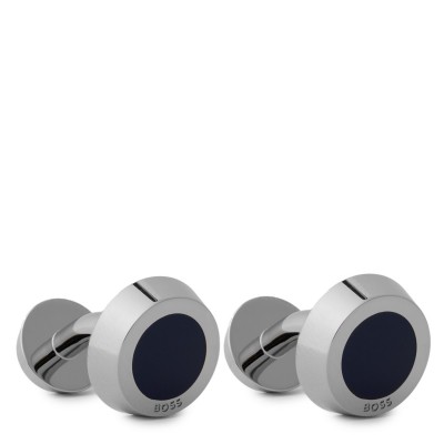 аксесоари,на,разпродажба,boss,men's,simony,polished,silver,tone,cufflinks,navy