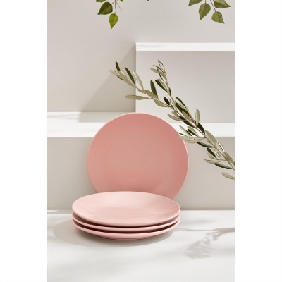 аксесоари,за,кухня,homelife,4,piece,stoneware,dinner,plates,blush,pink