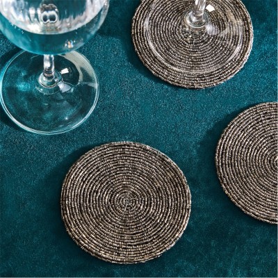 домашни,потреби,biba,biba,beaded,coasters,set,of,4,black,silver