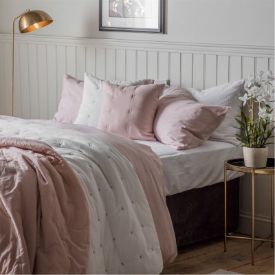 gallery,cotton,stitch,bedspread,white,blush,240x260cm