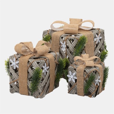 коледни,опаковки,и,декорации,the,spirit,of,christmas,3pc,rattan,parcels,54,beige,one,size,beige