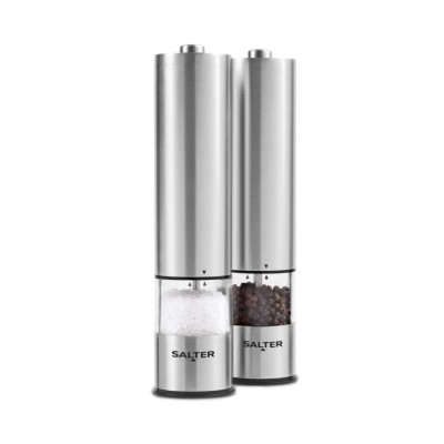 salter,electric,salt,&,pepper,mills,stainless,steel,silver