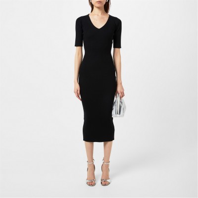 рокля,дамски,поли,и,рокли,pretty,lavish,lara,ribbed,midaxi,dress,black