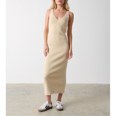 рокля,дамски,поли,и,рокли,pretty,lavish,lara,ribbed,midaxi,dress,beige