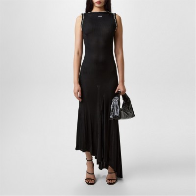 рокля,дамски,поли,и,рокли,off,white,ribbed,embellished,long,dress,black