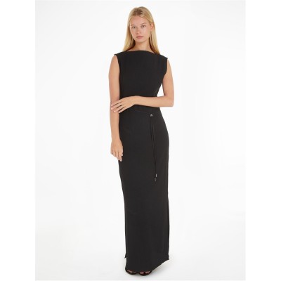 рокля,дамски,поли,и,рокли,calvin,klein,crinkled,maxi,shift,dress,ck,black