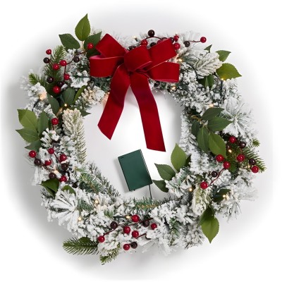 коледни,опаковки,и,декорации,the,spirit,of,christmas,50cm,pre,lit,wreath,54,red,bow,one,size,red,bow