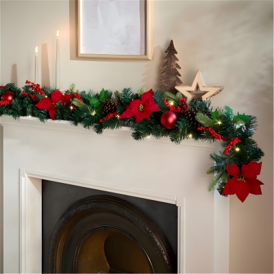коледни,опаковки,и,декорации,the,spirit,of,christmas,16feet,poin,garland,54,red,one,size,red