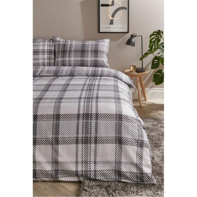 спално,бельо,и,комплекти,homelife,brushed,microfibre,check,duvet,set,grey