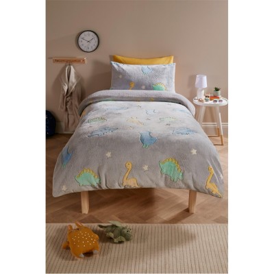 спално,бельо,и,комплекти,аксесоари,на,разпродажба,homelife,glow,in,the,dark,dino,teddy,fleece,duvet,set,dinosaur