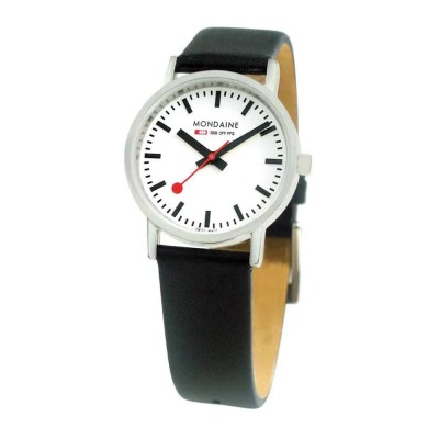 часовник,часовници,mondaine,sbb,classic,woman,watch,black,(white,black,leather,brushed)