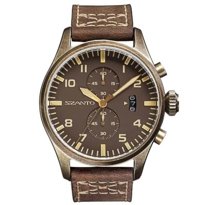 часовник,часовници,szanto,4003,vintage,pilot,watch,brown,(bronze,leather,brown)