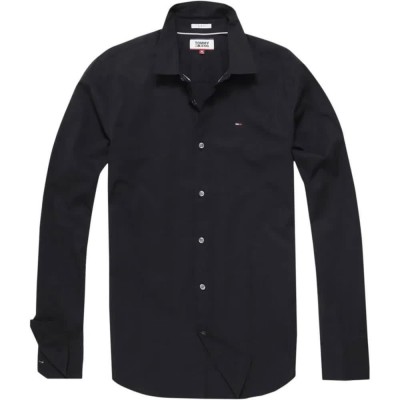 риза,с,дълъг,ръкав,мъжки,ризи,tommy,jeans,original,stretch,slim,fit,long,sleeve,shirt,black