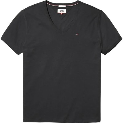 тениска,мъжки,тениски,tommy,jeans,original,v,neck,short,sleeve,t,shirt,black,(tommy,black)