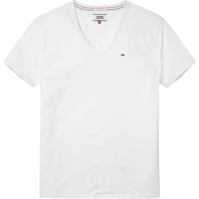 тениска,мъжки,тениски,tommy,jeans,original,short,sleeve,v,neck,t,shirt,classic,white,(white)