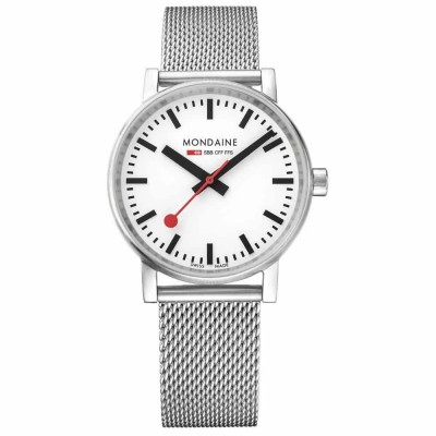 часовник,часовници,mondaine,evo2,woman,watch,silver,(white,stainless,steel,mesh)