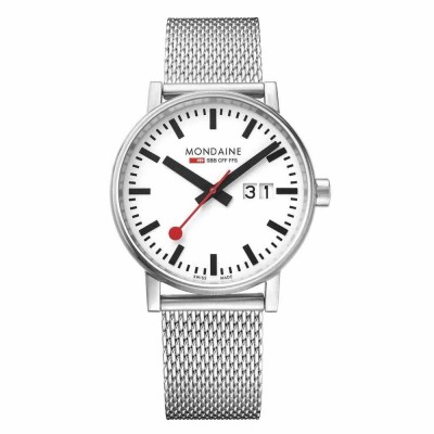 часовник,часовници,mondaine,evo2,big,watch,white,stainless,steel,mesh,(silver)