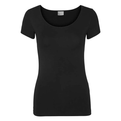 тениска,дамски,тениски,vero,moda,maxi,my,soft,u,neck,short,sleeve,t,shirt,black,(black)