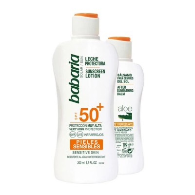 козметика,за,защита,от,слънце,babaria,sunscreen,lotion,spf50+,200ml+after,sun,aloe,100ml,white
