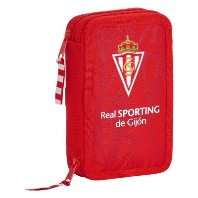 канцеларски,принадлежности,safta,sporting,gijon,small,double,filled,pencil,case,red,(red)