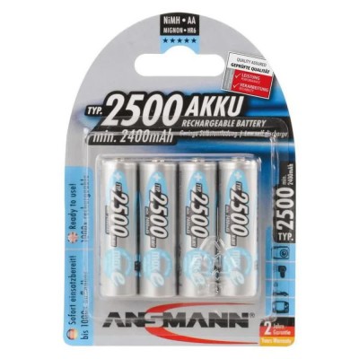 батерии,ansmann,aa,2500mah,rechargeable,battery,1.2v,4,units,grey,(silver)