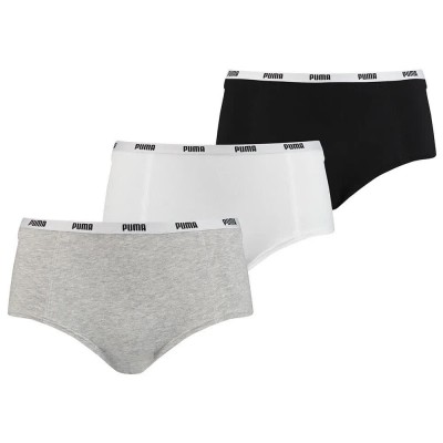 дамско,бельо,дамски,бикини,и,танкини,puma,mini,panties,3,units,multicolor,(white,grey,black)