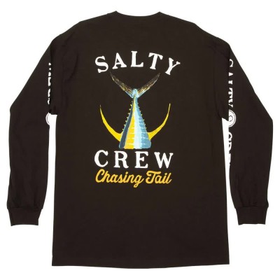 тениска,мъжки,тениски,salty,crew,tailed,long,sleeve,t,shirt,brown,(black)