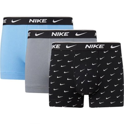боксерки,мъжко,бельо,nike,eday,trunk,boxers,3,units,black,swoosh,print,cool,grey,university,blue,(multicolor)
