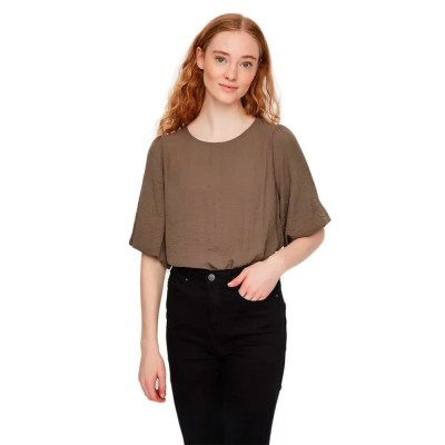 тениска,дамски,тениски,vero,moda,isabella,short,sleeve,t,shirt,brown,(bungee,cord)