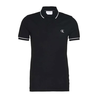 дънки,мъжки,блузи,с,яка,calvin,klein,jeans,tipping,slim,short,sleeve,polo,ck,black,(black)