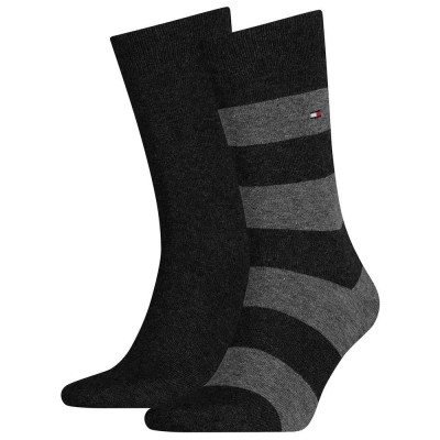 чорапи,мъжки,чорапи,tommy,hilfiger,rugby,socks,2,pairs,black,grey,(black)