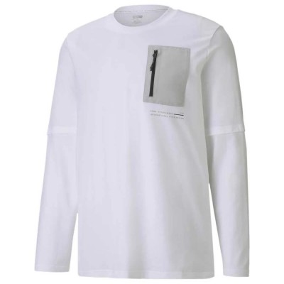тениска,мъжки,тениски,puma,interstellar,layered,long,sleeve,t,shirt,white