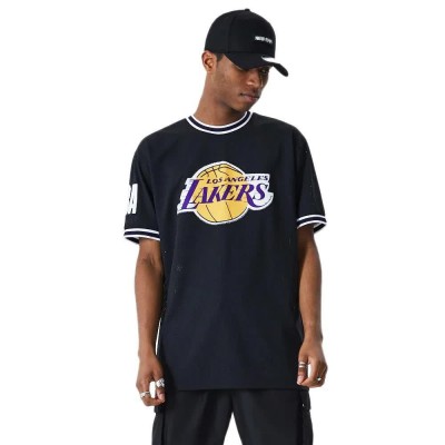 тениска,мъжки,тениски,new,era,nba,oversized,applique,los,angeles,lakers,short,sleeve,t,shirt,black