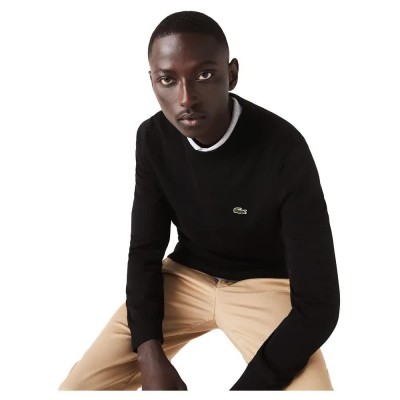 блуза,мъжки,пуловери,lacoste,classic,fit,crew,organic,cotton,sweater,black