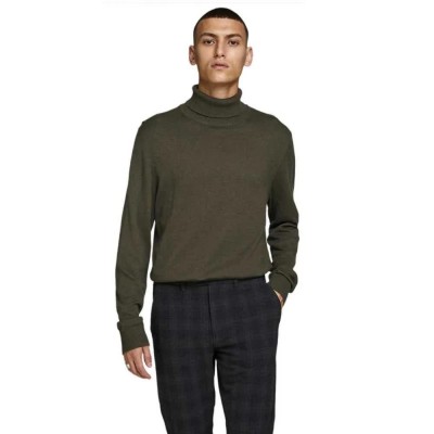 блуза,мъжки,пуловери,jack,&,jones,emil,knit,high,neck,sweater,green,(olive,night,detail,melange)