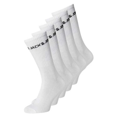 чорапи,мъжки,чорапи,jack,&,jones,basic,logo,tennis,socks,5,pairs,white,detail,white,(white)