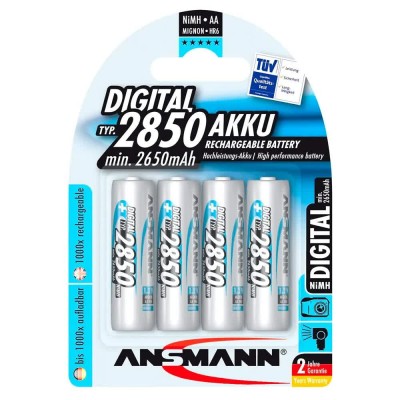 батерии,ansmann,1x4,nimh,rechargeable,2850,mignon,aa,digital,batteries,2650mah,silver,(silver)