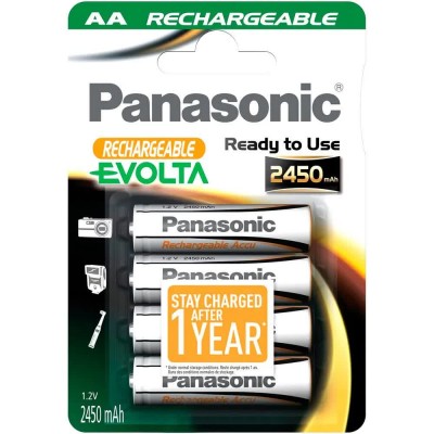 батерии,panasonic,1x4,nimh,mignon,aa,rechargeable,evolta,batteries,2450mah,white