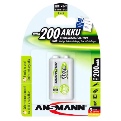 батерии,ansmann,1,maxe,nimh,rechargeable,block,5035342,batteries,200mah,9v,silver