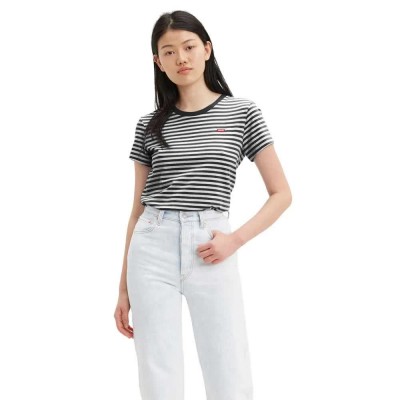 тениска,дамски,тениски,levi´s,®,the,perfect,39185,short,sleeve,t,shirt,white,black,(raita,stripe,cavi)