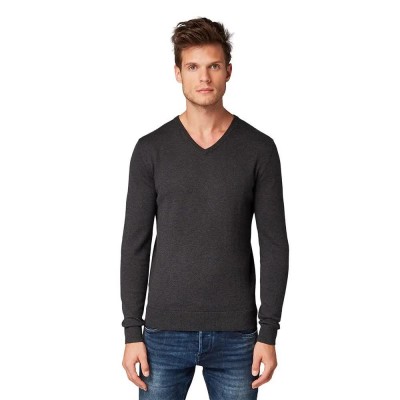 блуза,мъжки,пуловери,tom,tailor,simple,knitted,sweater,black,grey,melange,(grey)