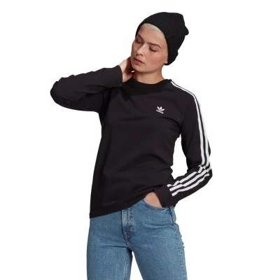 тениска,дамски,тениски,adidas,originals,3,stripes,long,sleeve,t,shirt,black,(black)