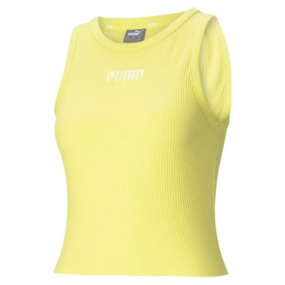 тениска,дамски,тениски,puma,modern,basics,ribbed,sleeveless,t,shirt,yellow,(celandine)